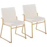 Dutchess Dining Chair in Gold Steel & Cream Velvet (Set of 2)